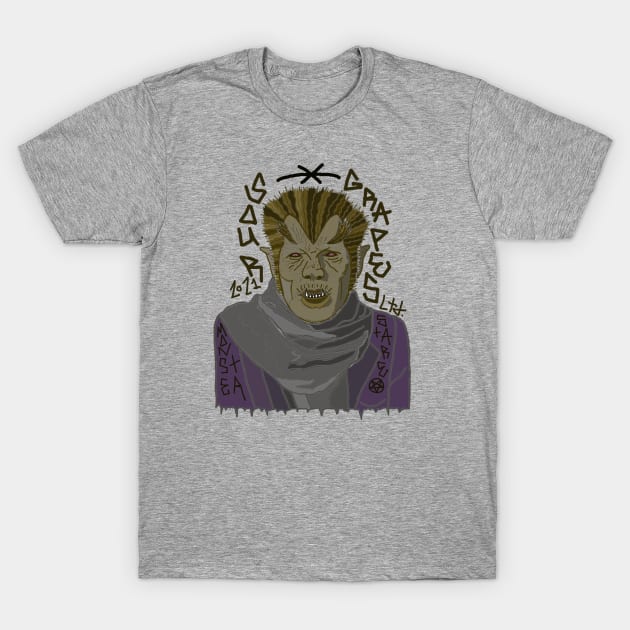 "Wolf Man Stare Logo" T-Shirt by SourGrapesFashion